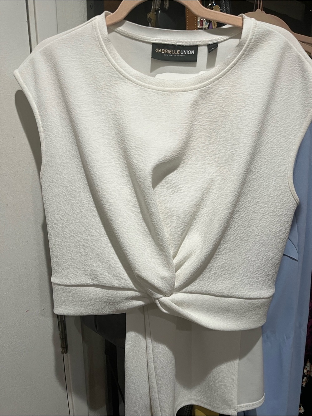 Gabrielle Union New York & Company  All White Two Piece Set; Top and Skirt